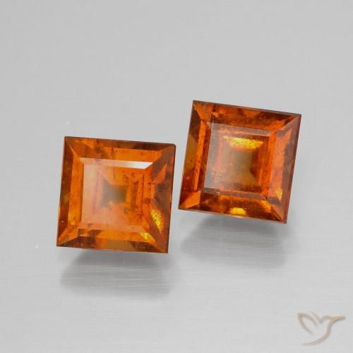 Pedras preciosas de granada hessonita Laranja Médio natural de 4.08 ct, Quadrado, VS-SI