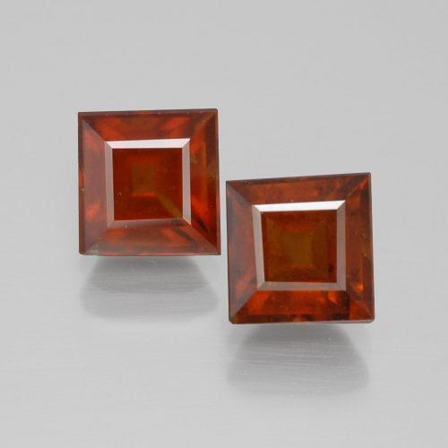 Granada hessonita laranja de 4,31 quilates, corte quadrado de 6,9 x 6,7 mm do Sri Lanka, Photo A