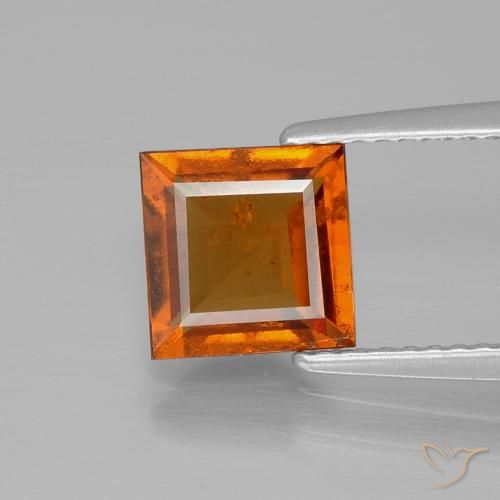 2.01ct Natural Laranja médio-escuro granada hessonita, Quadrado, VS-SI