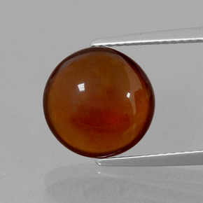 Granada hessonita laranja natural 5,68ct, corte redondo, transparente