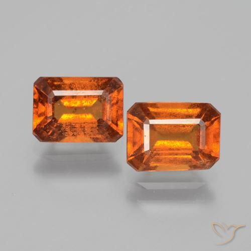 2.36ctw Natural Laranja Profundo granada hessonita, Corte Esmeralda, VS-SI