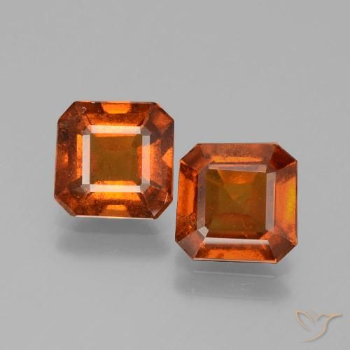 2.98ctw Natural Laranja escuro granada hessonita, Corte Esmeralda, VS