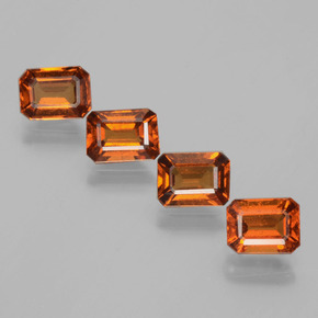 Pedras preciosas de Granada Hessonita Laranja Profundo natural de 4.42 ct, Corte Esmeralda, VS