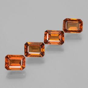 Pedras preciosas de Granada Hessonita Laranja Profundo natural de 4.42 ct, Corte Esmeralda, VS
