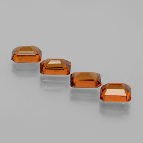 Pedras preciosas de Granada Hessonita Laranja Profundo natural de 4.42 ct, Corte Esmeralda, VS