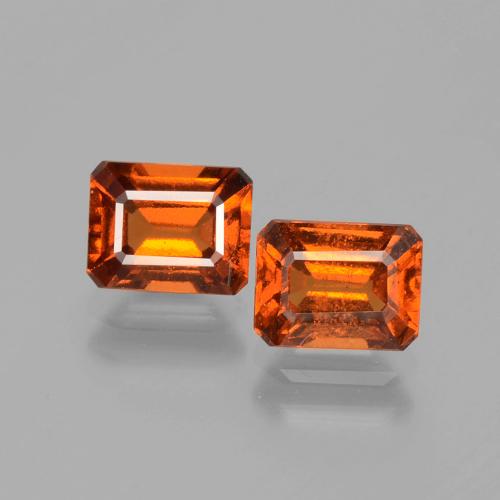 Pedras preciosas de granada hessonita laranja natural de 2,63 ct, corte esmeralda, VS