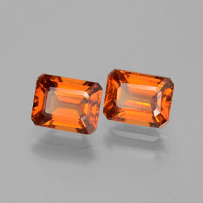 Pedras preciosas de granada hessonita laranja natural de 2,63 ct, corte esmeralda, VS