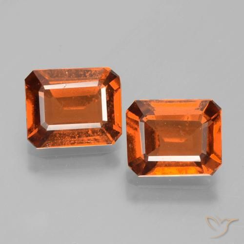 3.28ctw Natural Laranja médio-escuro granada hessonita, Corte Esmeralda, VS-SI