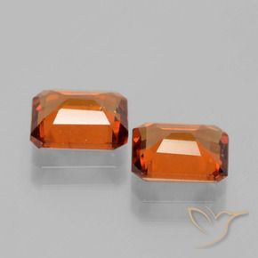 Pedras preciosas de granada hessonita Laranja médio-escuro natural de 3.28 ct, Corte Octógono / Esmeralda, VS-SI