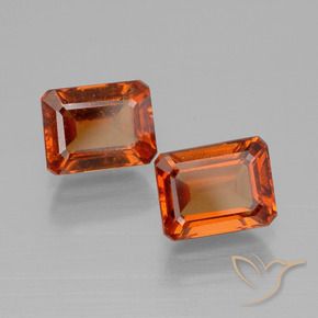 Pedras preciosas de granada hessonita laranja avermelhado natural de 2.92 ct, Corte Octógono / Esmeralda, VS