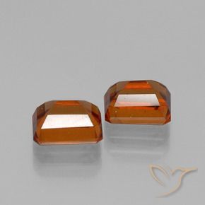 Pedras preciosas de granada hessonita laranja avermelhado natural de 2.92 ct, Corte Octógono / Esmeralda, VS
