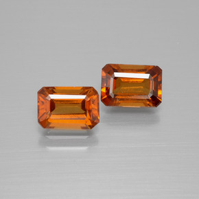 Pedras preciosas de granada hessonita laranja natural de 2,63 ct, corte esmeralda, VS