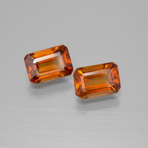 Pedras preciosas de granada hessonita laranja natural de 2,63 ct, corte esmeralda, VS