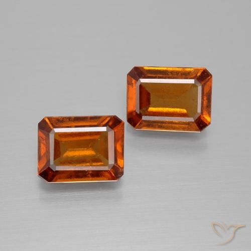 3.37ctw Natural Laranja Profundo granada hessonita, Corte Esmeralda, VS-SI