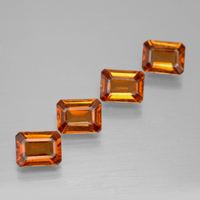 Pedras preciosas de granada hessonita laranja natural de 4,04 ct, corte esmeralda, VS