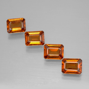 Pedras preciosas de granada hessonita laranja natural de 4,04 ct, corte esmeralda, VS