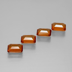Pedras preciosas de granada hessonita laranja natural de 4,04 ct, corte esmeralda, VS