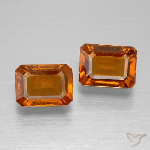 3.04ctw Natural Laranja médio-escuro granada hessonita, Corte Esmeralda, VS