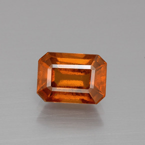 Granada hessonita laranja natural 1,83ct, corte esmeralda, VS