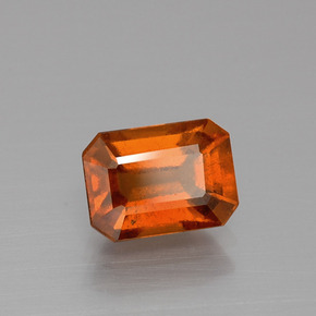 Granada hessonita laranja natural 1,83ct, corte esmeralda, VS
