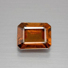 Granada hessonita laranja natural 1,78ct, corte esmeralda, VS