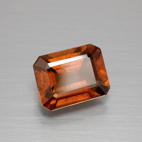 Granada hessonita laranja natural 1,78ct, corte esmeralda, VS