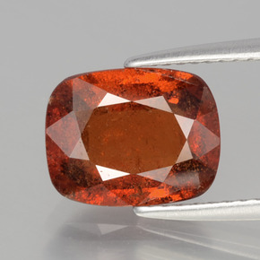 Granada Hessonita laranja canela Natural 3.34ct, Almofada cortada, SI