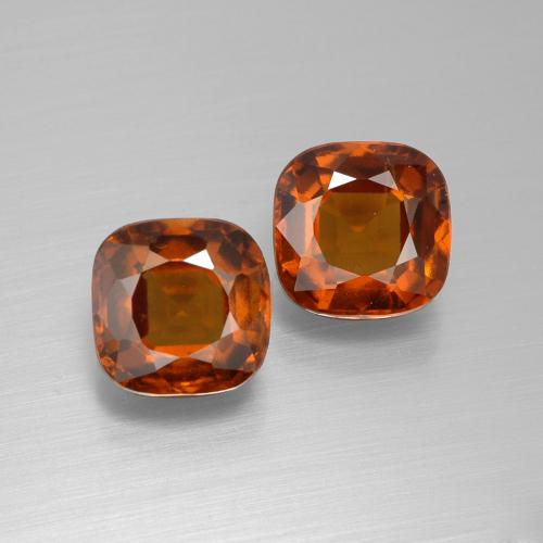 Pedras preciosas de granada hessonita laranja médio natural de 5,38 ct, almofada cortada, VS