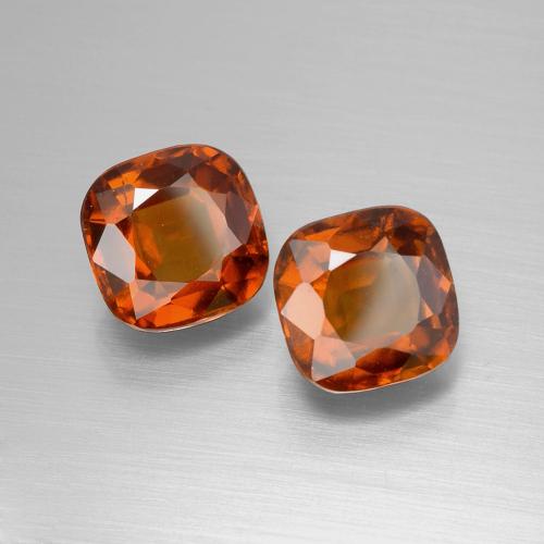 Pedras preciosas de granada hessonita laranja médio natural de 5,38 ct, almofada cortada, VS