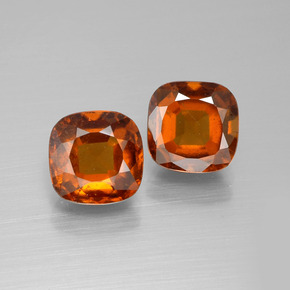Pedras preciosas de granada hessonita laranja natural de 5,23 ct, almofada cortada, VS-SI