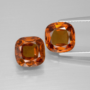 Pedras preciosas de granada hessonita laranja natural de 4,84 ct, almofada cortada, VS