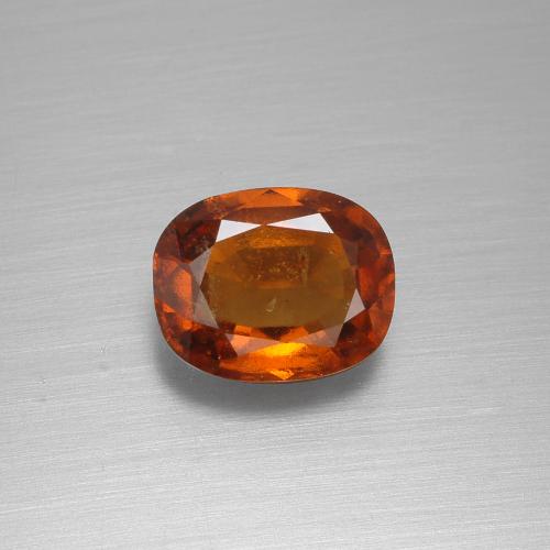 Granada hessonita laranja natural 2,04ct, almofada cortada, VS-SI