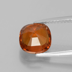 Granada hessonita laranja natural 2,89ct, almofada cortada, VS-SI