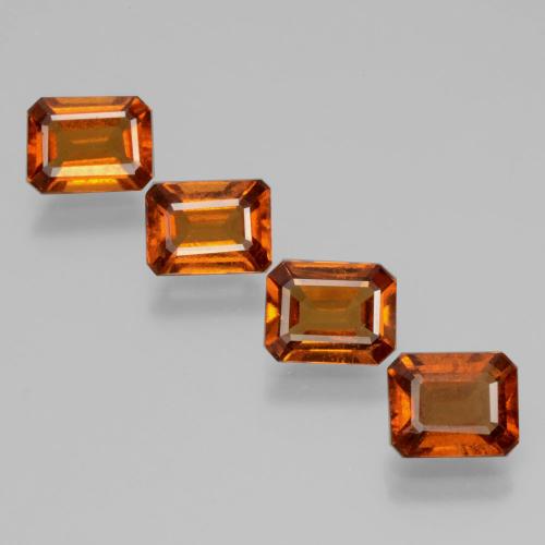 Pedras preciosas de granada hessonita laranja natural de 5,29 ct, corte esmeralda, VS