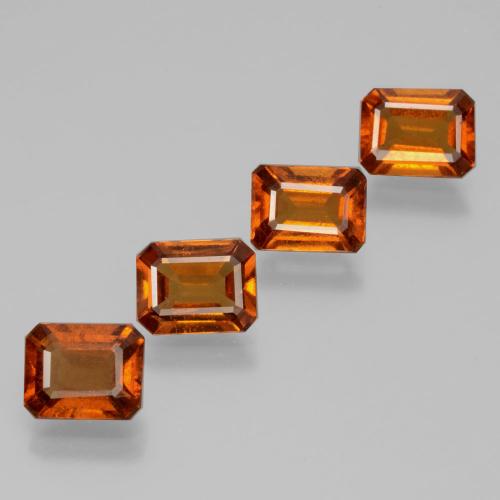 Pedras preciosas de granada hessonita laranja natural de 5,29 ct, corte esmeralda, VS