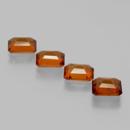 Pedras preciosas de granada hessonita laranja natural de 5,29 ct, corte esmeralda, VS