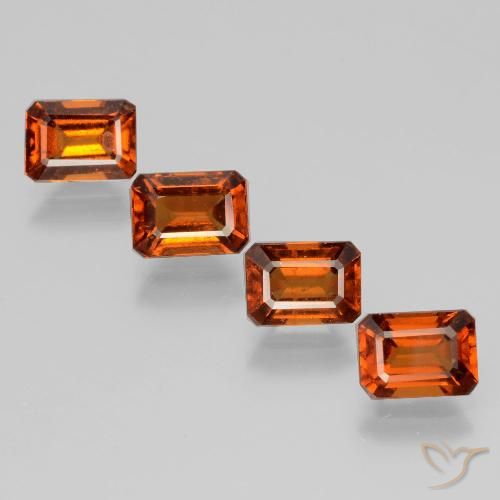 4.90ctw Natural Laranja escuro granada hessonita, Corte Esmeralda, VS