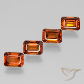 Pedras preciosas de granada hessonita Laranja escuro natural de 4.90 ct, Corte Octógono / Esmeralda, VS