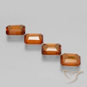 Pedras preciosas de granada hessonita Laranja Profundo natural de 6.03 ct, Corte Octógono / Esmeralda, VS