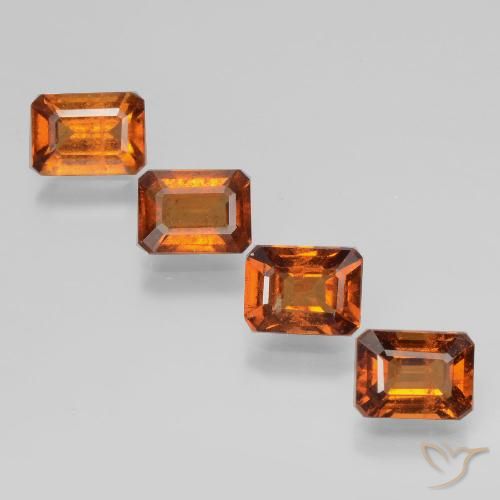 4.24ctw Natural Laranja Profundo granada hessonita, Corte Esmeralda, VS-SI
