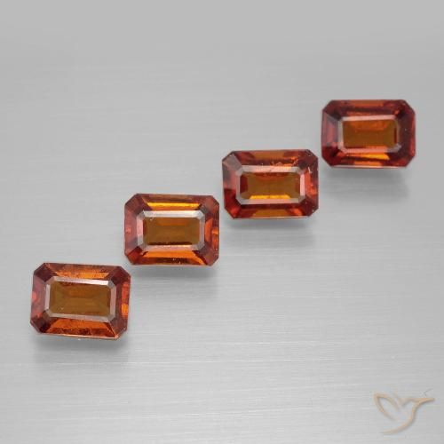 3.84ctw Natural Laranja Médio granada hessonita, Corte Esmeralda, VS