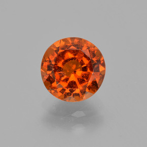Granada hessonita laranja natural 1,57ct, corte redondo, VS-SI