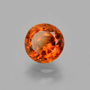 Granada hessonita laranja natural 1,57ct, corte redondo, VS-SI