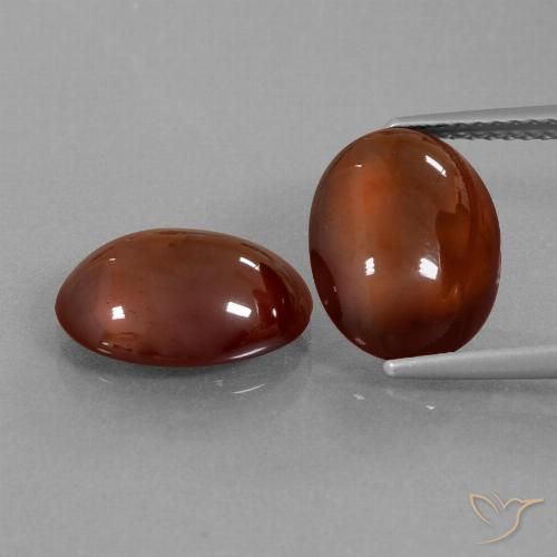 Pedras preciosas de Granada Hessonita Vermelho escuro natural de 8.69 ct, Corte Oval, Translúcido