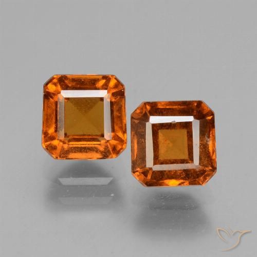 2.96ctw Natural Laranja médio-escuro granada hessonita, Corte Esmeralda, VS