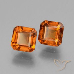 Pedras preciosas de granada hessonita Laranja médio-escuro natural de 2.96 ct, Corte Octógono / Esmeralda, VS