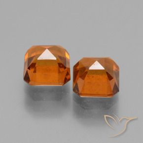 Pedras preciosas de granada hessonita Laranja médio-escuro natural de 2.96 ct, Corte Octógono / Esmeralda, VS