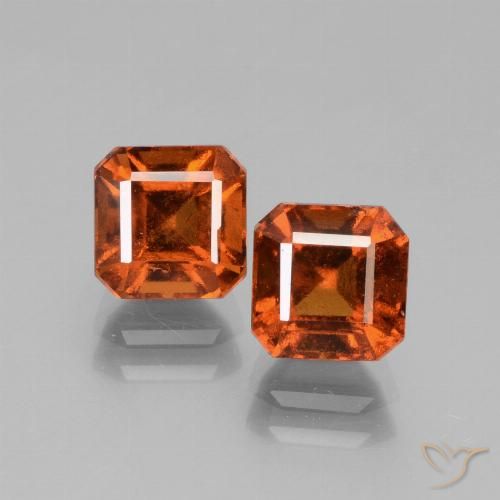3.35ctw Natural Laranja escuro granada hessonita, Corte Esmeralda, VS