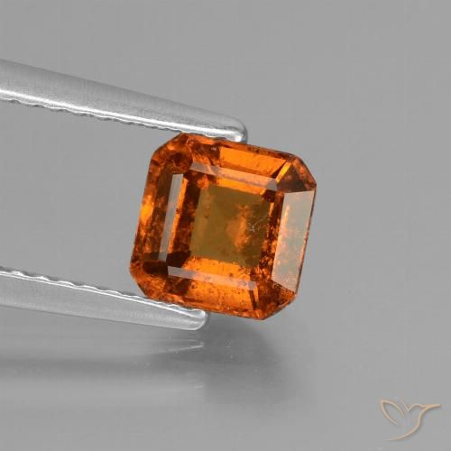 1.33ct Natural Laranja médio-escuro granada hessonita, Corte Esmeralda, VS-SI