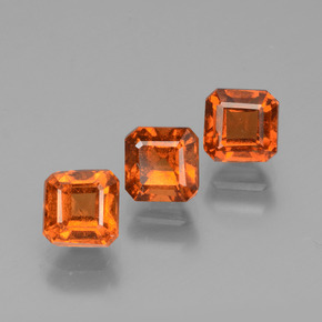 Pedras preciosas de granada hessonita laranja natural de 2,46 ct, corte esmeralda, VS